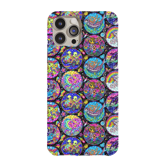 a phone case with a colorful pattern on it