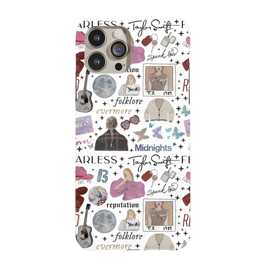 a phone case with a pattern of different things on it