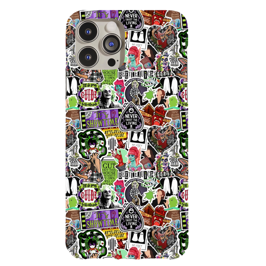 a phone case with many stickers on it