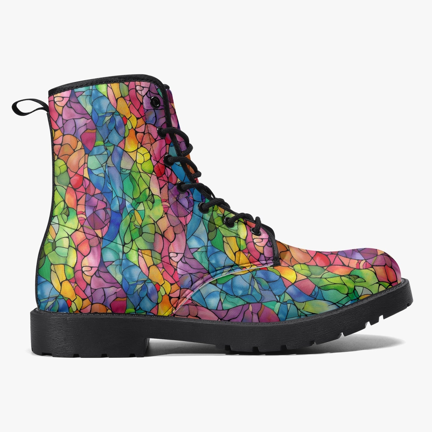 Stained Glass Leather Combat Boots