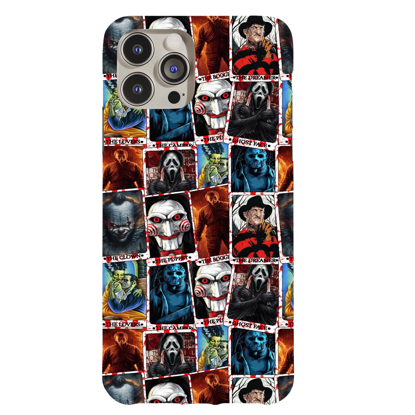 a phone case with a bunch of pictures on it