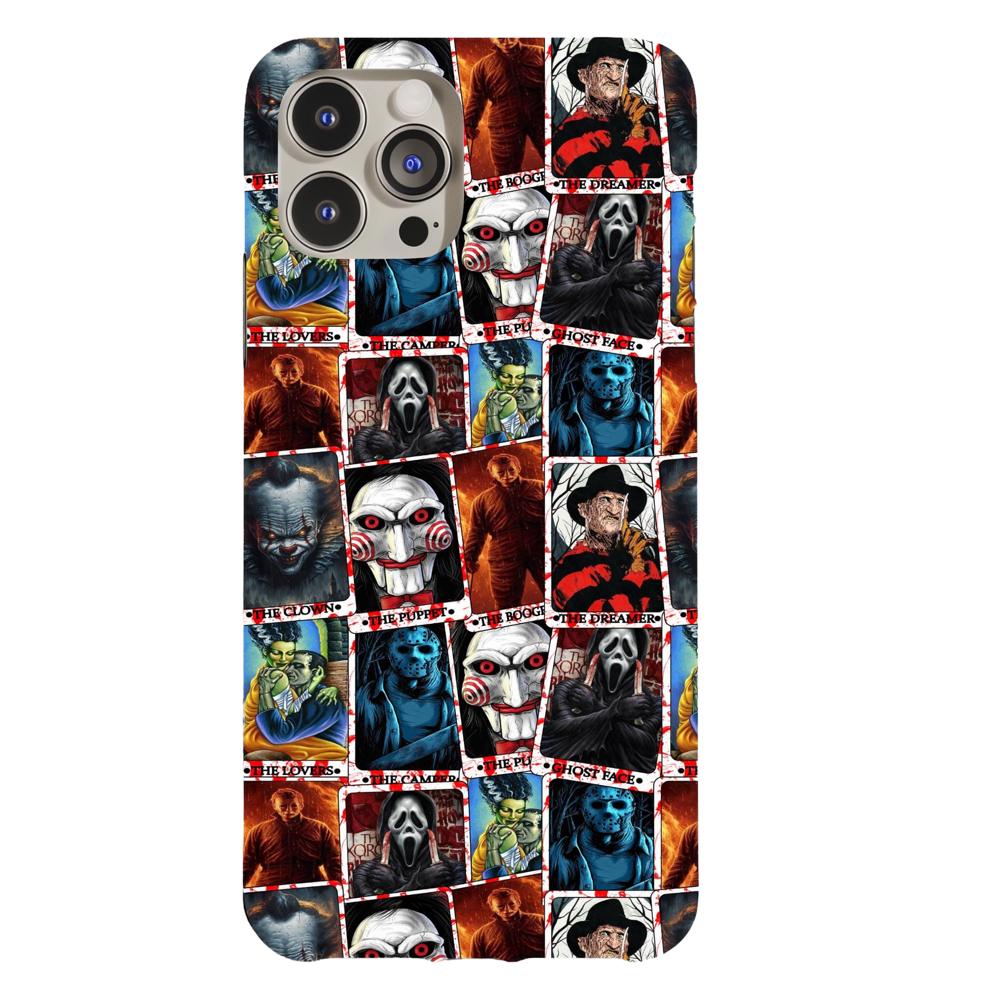 a phone case with a bunch of pictures on it