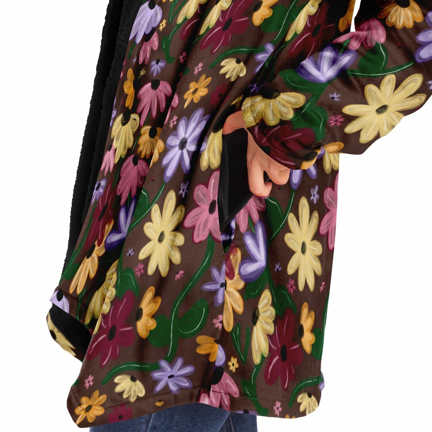 Acoustic Piano Floral Swiftie Fleece Lined Hooded Cloak