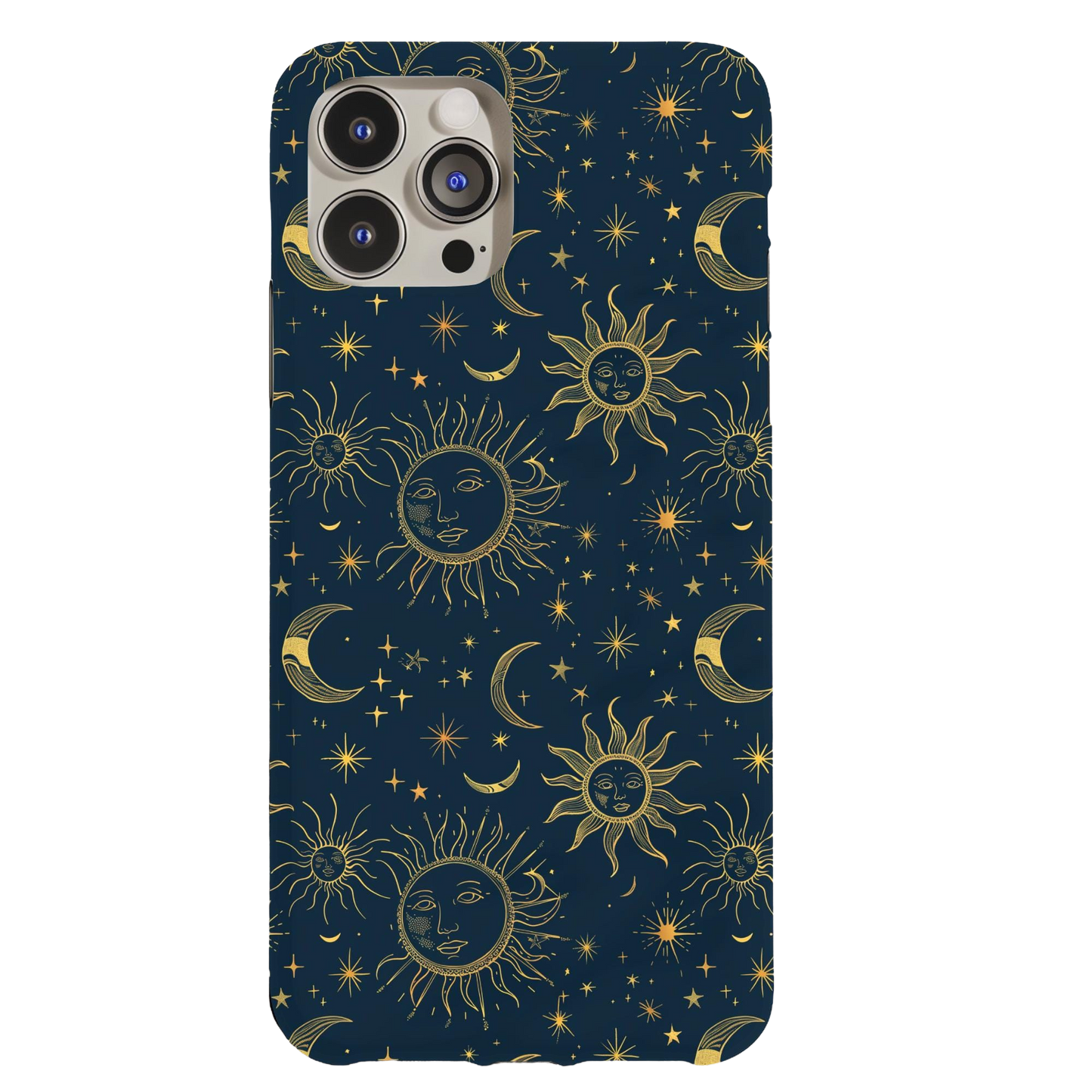 a phone case with a sun and moon pattern