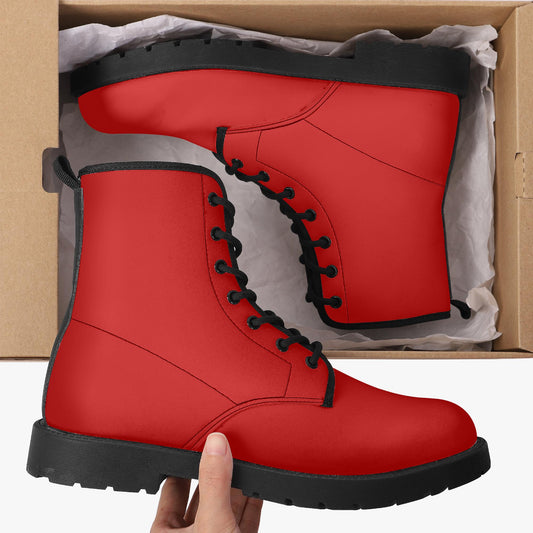 Red Leather Combat Boots