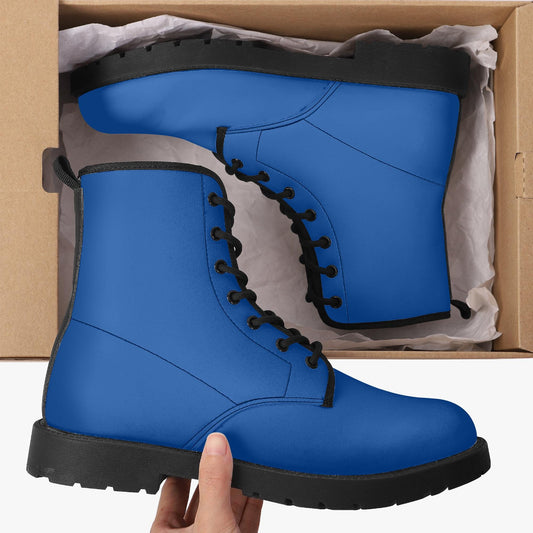 Blue Leather Combat Boots