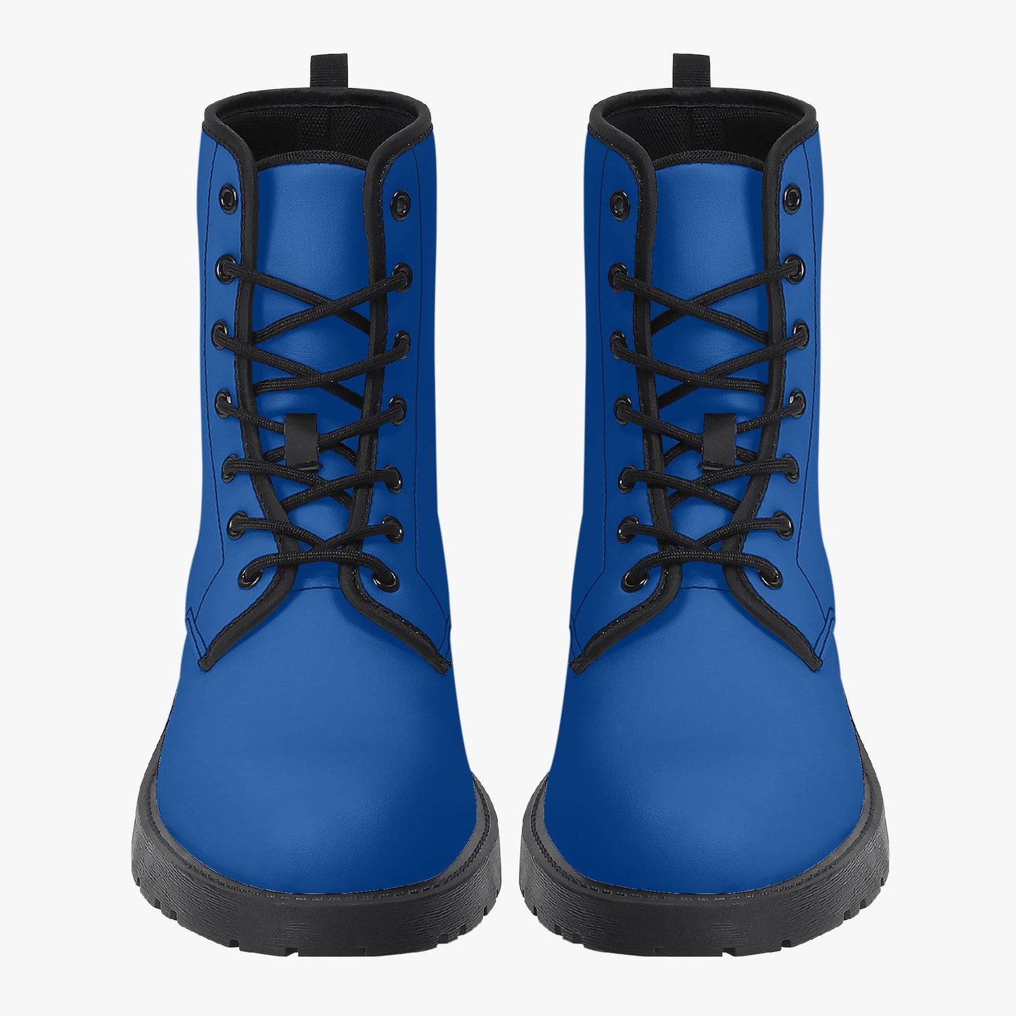 Blue Leather Combat Boots