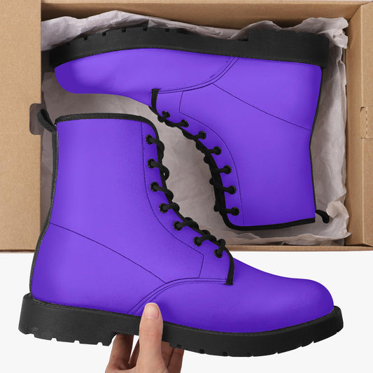 Purple Leather Combat Boots