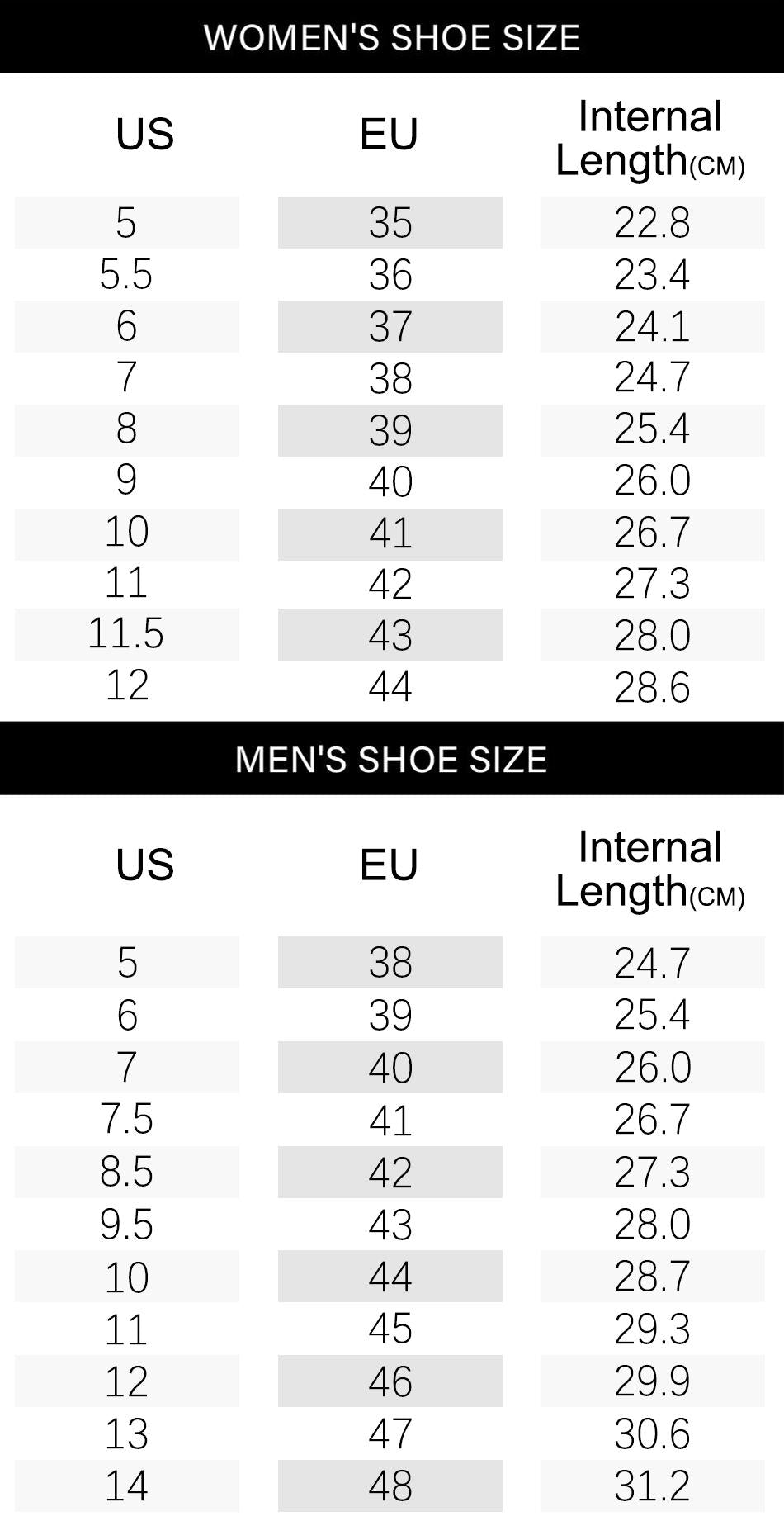 a comparison of men&#39;s shoe sizes and women&#39;s shoe sizes