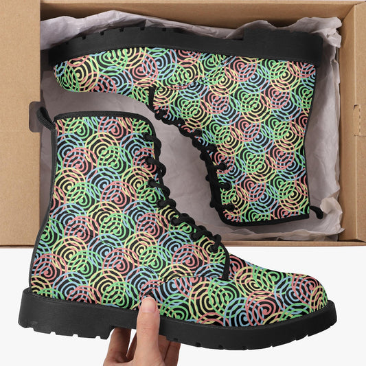 Rainbow Circles Combat Boots