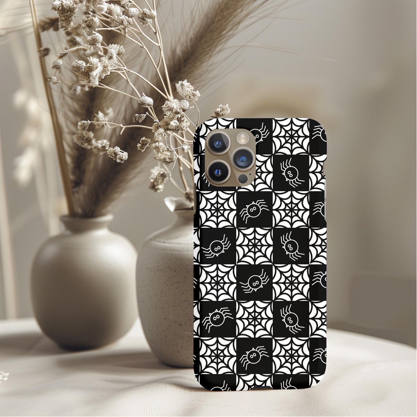 Spider Webs Halloween Checker Phone Case