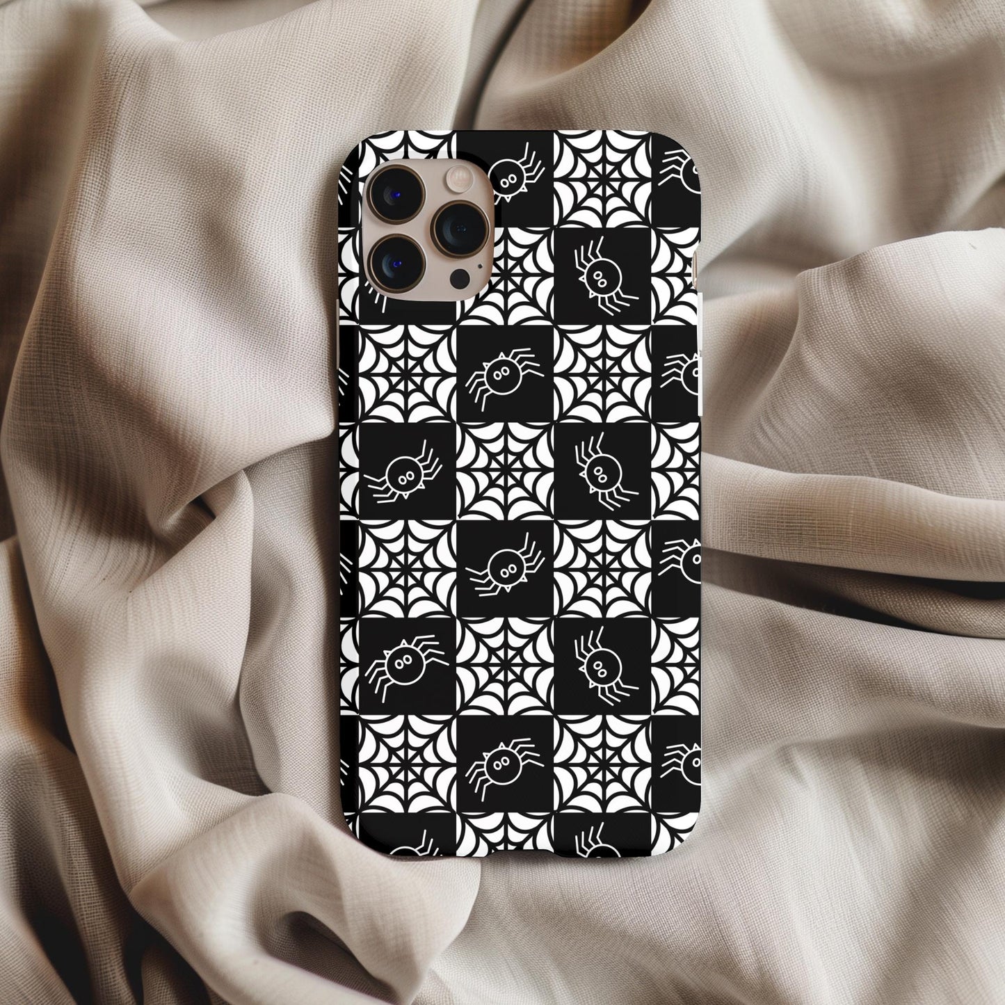 Spider Webs Halloween Checker Phone Case