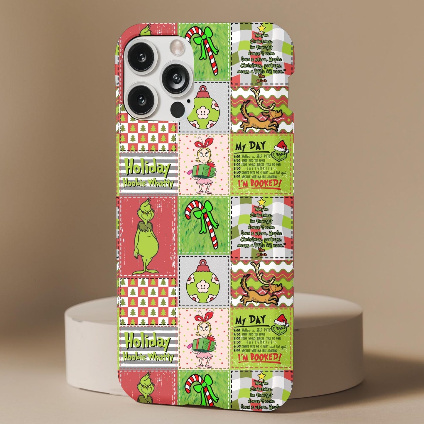 Christmas Grinch Patchwork Phone Case