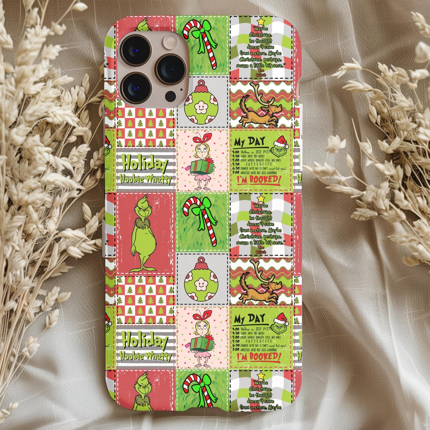 Christmas Grinch Patchwork Phone Case