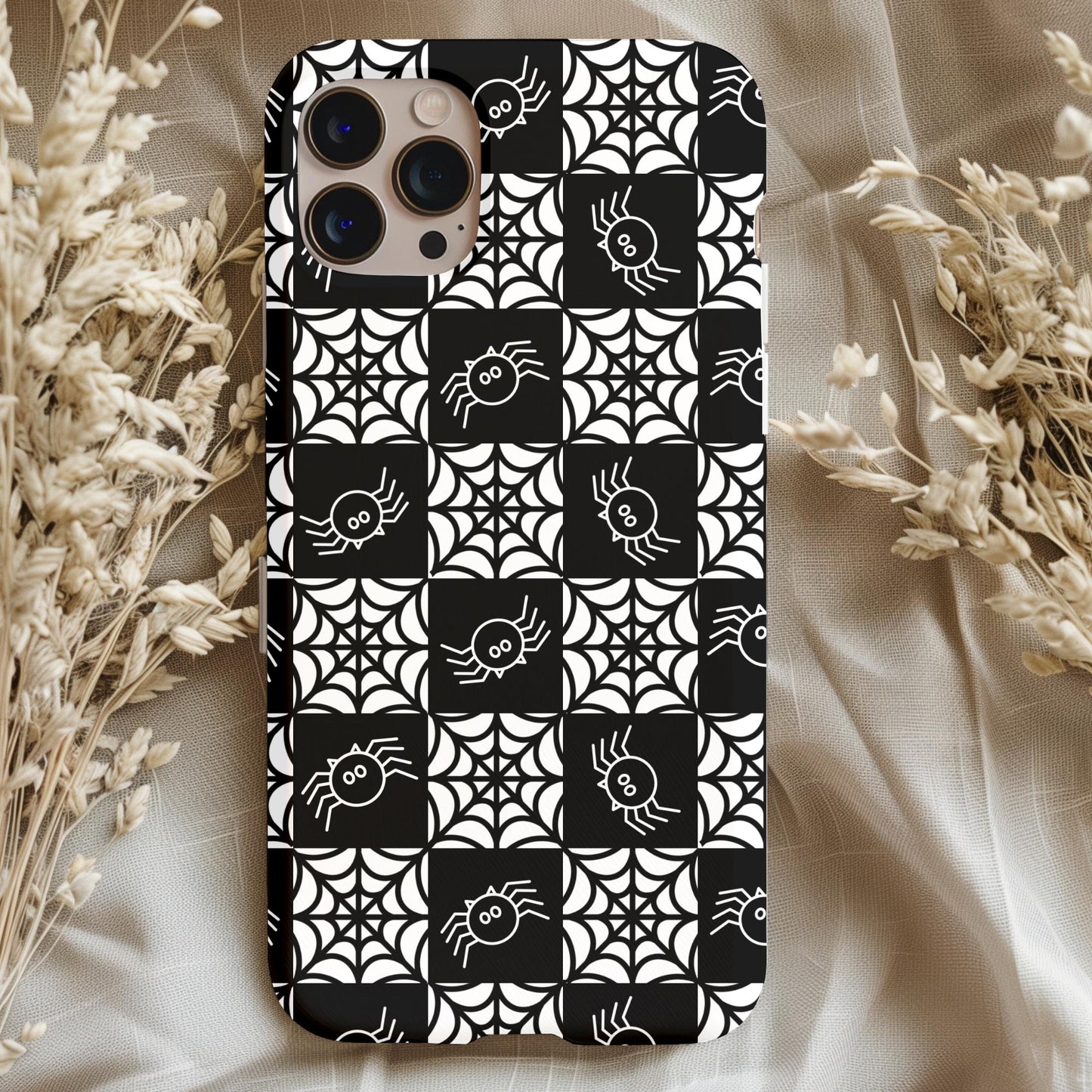 Spider Webs Halloween Checker Phone Case