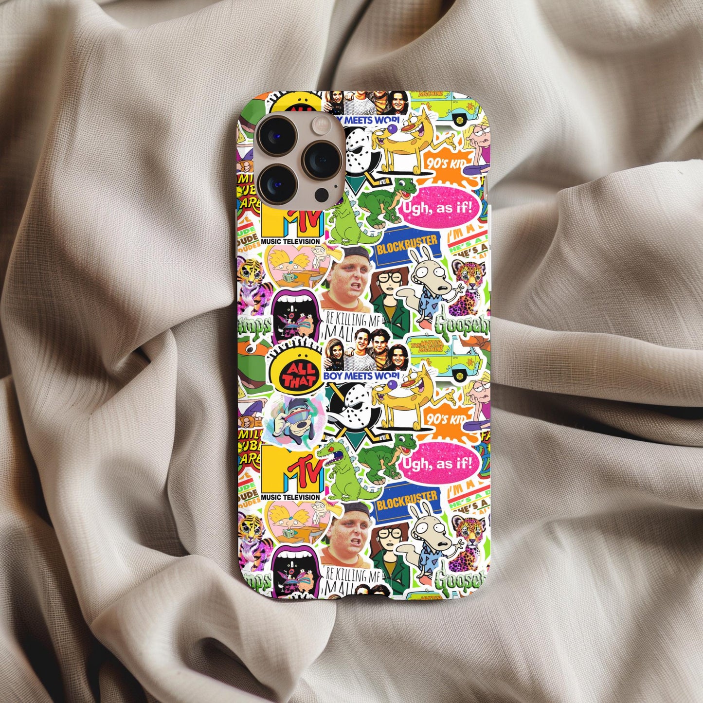 Nostalgic 90s TV Stickers Phone Case