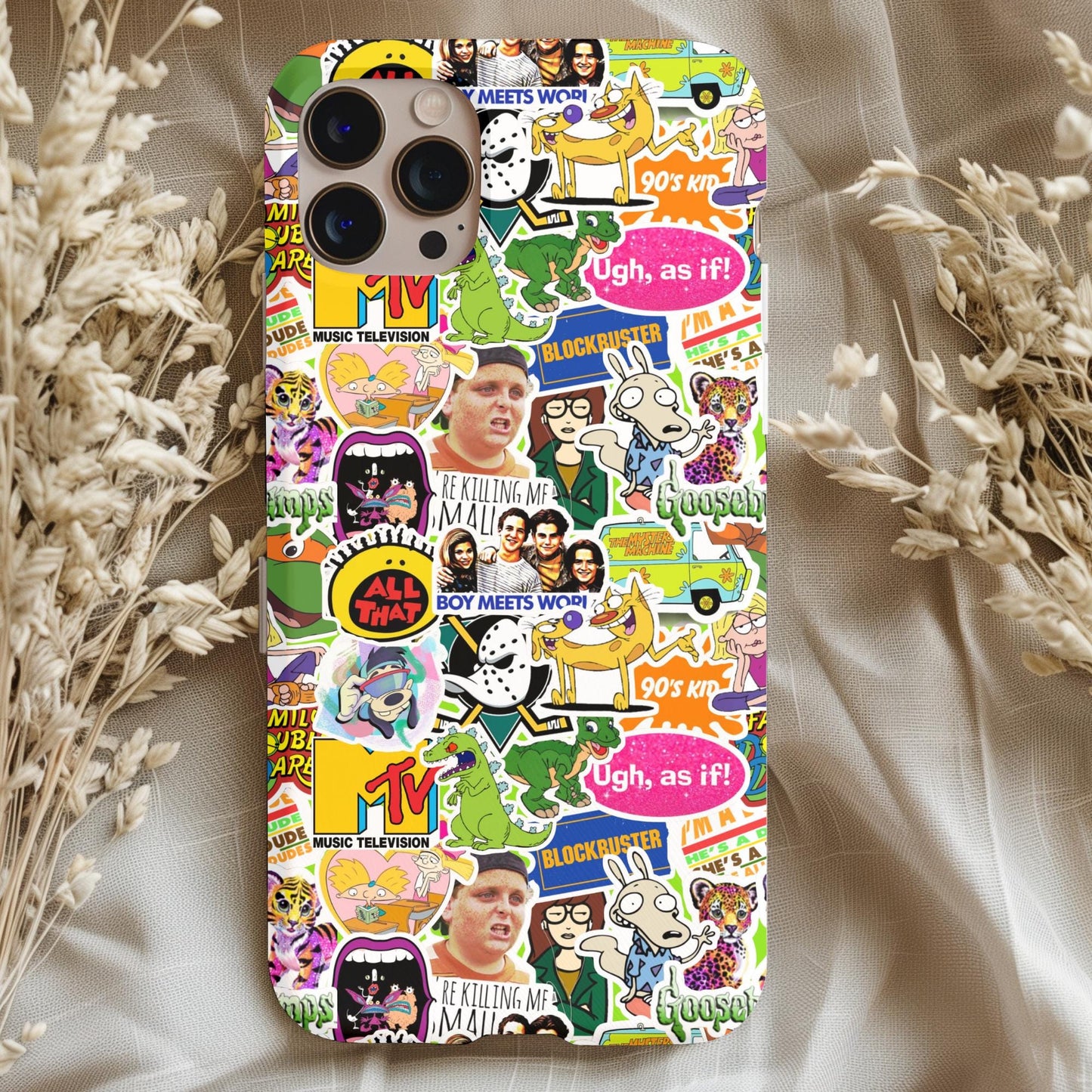 Nostalgic 90s TV Stickers Phone Case